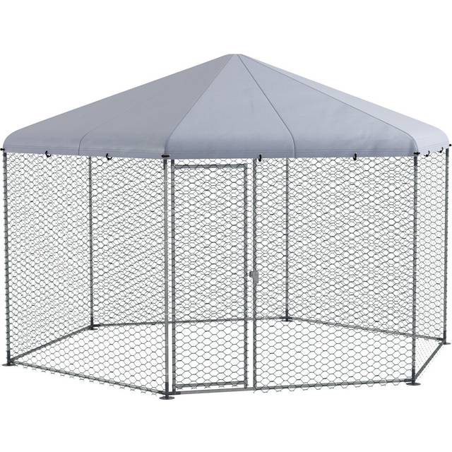 PawHut Walk in Chicken Run for 10-15 Chickens/Hens/Rabbits, Silver