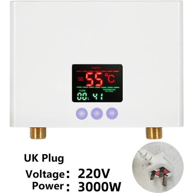 (White) Electric Mini Instant Water Heater Digital Display