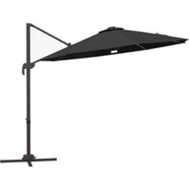Outsunny 3(m) LED Cantilever Parasol Outdoor with Base Solar Lights Dark Grey | TJ Hughes