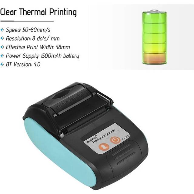 PT-210 Portable Thermal Printer Handheld 58mm Receipt for Retail Stores Restaurants Factories Logistics