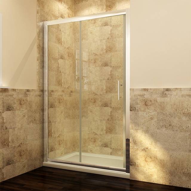 Firger Framed Tempered Glass Single Sliding Shower Door - Chrome (185cm H x 110cm W)