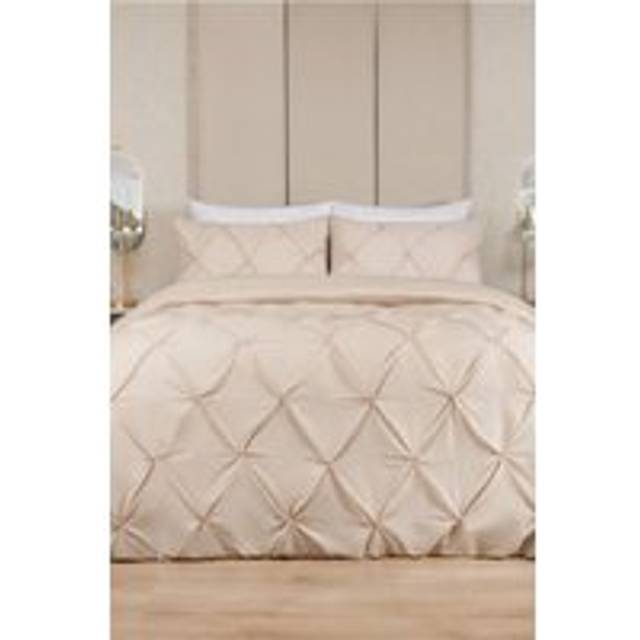 Highams Diamond Pintuck Duvet Set - Yellow / King / 26cm