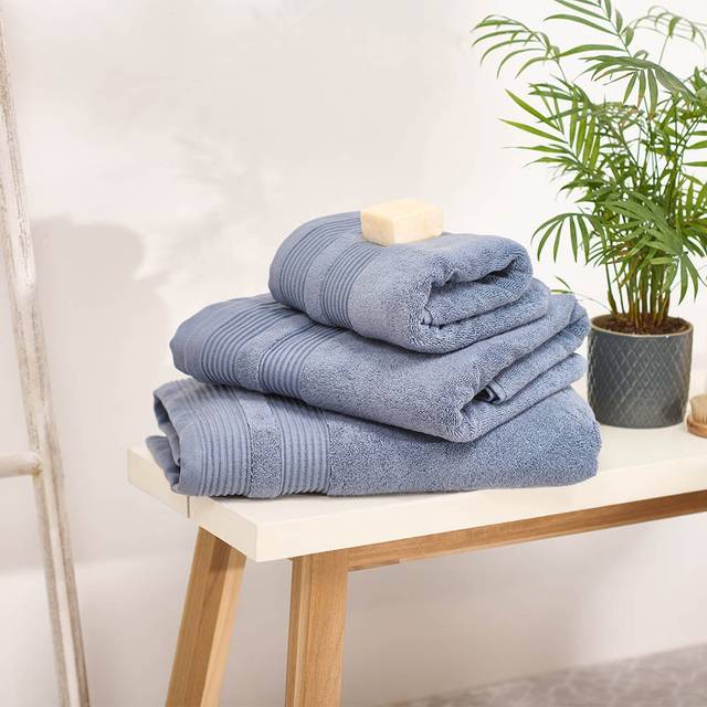 ecopure 100% Cotton Jacquard Towel Range Blue Bath Sheet