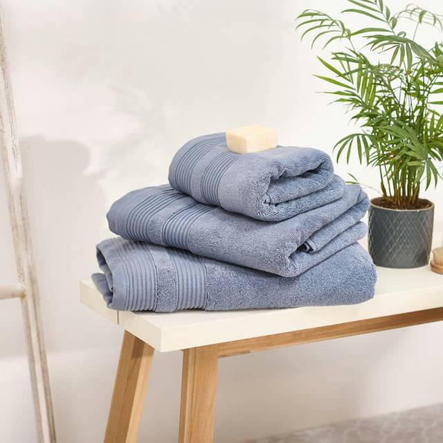 ecopure 100% Cotton 650GSM Solid Towel Range Blue Bath Towel