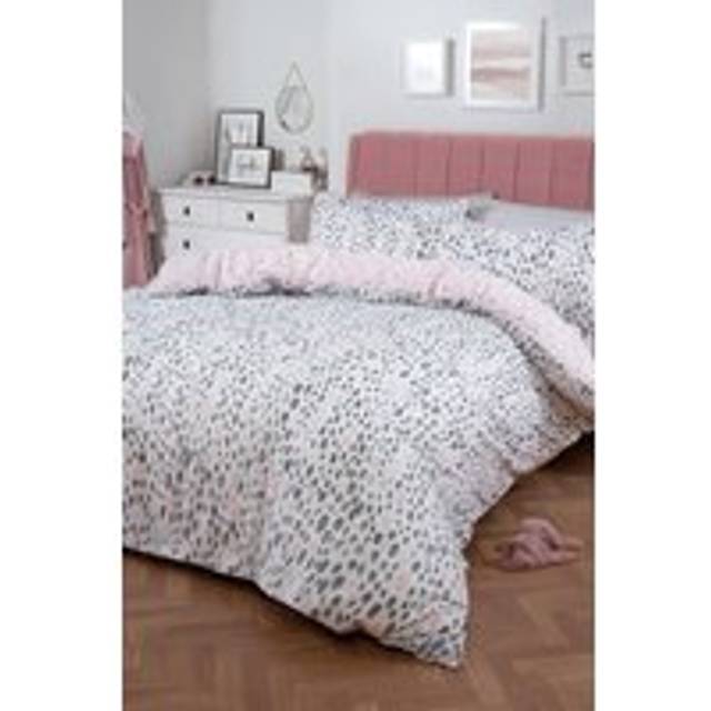 Dalmatian Print Duvet Cover with Pillowcase Set - Light Pink - Double