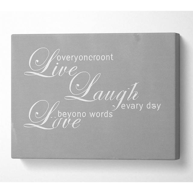 Love Quote Live Every Moment 3 Grey White - Wrapped Canvas Art Prints - Multicolour (35.6cm H x 50.8cm W x 10cm D)