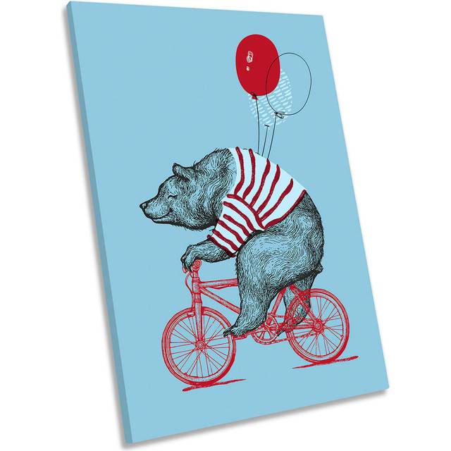 Bear Bicycle Balloons - Wrapped Canvas Graphic Art (91.4cm H x 61cm W x 4cm D)