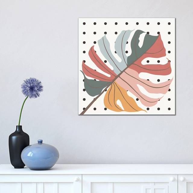 Colourful Monstera Leaf by Alisa Galitsyna - Wrapped Canvas Graphic Art (45.72cm H x 45.72cm W x 1.91cm D)