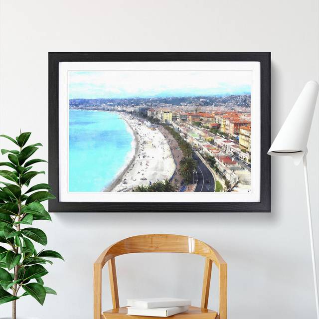 Nice Skyline in France - Picture Frame Graphic Art - Black Framed (36cm H x 48cm W x 2cm D)