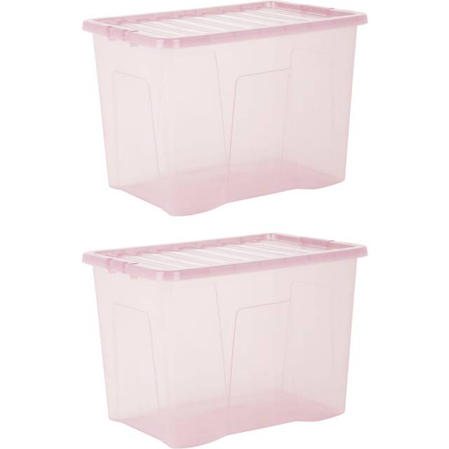 Wham Set 2 Crystal 80 Litre Box & Lid - Pink, Pink