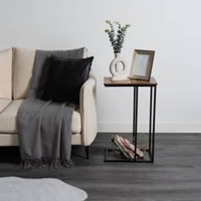 C Shape Table Side End Living Room Furniture Bedside Nightstand - Dark Brown - One Size