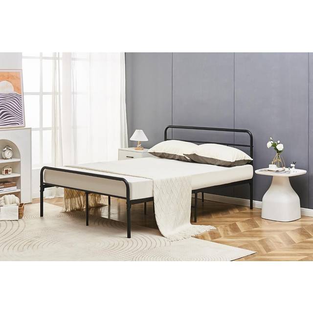 Eva Black Metal Bed Frame with Curved Headboard - Single