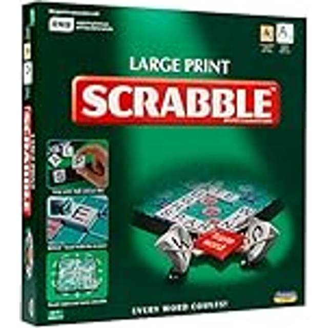 | Large Print Scrabble: Extra board with clear, large-print text and letter tiles | Games | Word | For 2-4 Players | Ages 10+, 11213, Green, Board: