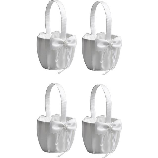 4PCS Flower Girl Baskets for Wedding Cute Bowknot Design Girl Basket,Romantic Bowknot Party Flower Girl Basket