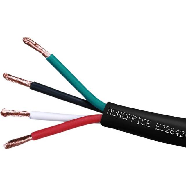 Monoprice Speaker Wire, CL2 Rated, 4-Conductor, 14AWG, 100ft, Black