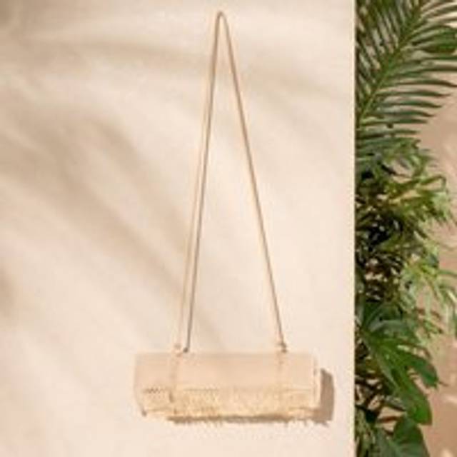 Sienna Tassel Beach Towel Bag - Natural Beige
