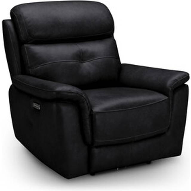 Odyssey Black Leather Sofas - Electric Recliner Armchair with Power Headrest - Iver Range - Oak Furnitureland