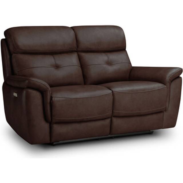 Odyssey Two Tone Brown Leather Sofas - 2 Seater Electric Recliner Sofa with Power Headrests - Iver Range - Oak Furnitureland