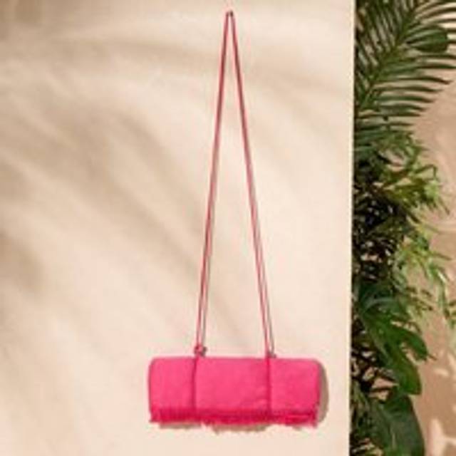 Sienna Tassel Beach Towel Bag - Fuchsia Pink