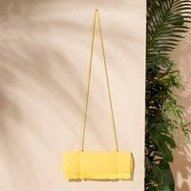 Sienna Tassel Beach Towel Bag - Lemon - Blue