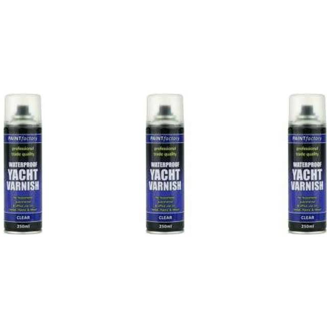 Paint Factory All Purpose Waterproof Clear Yacht Varnish Spray Can 250ml      7128 (Pack of 3)