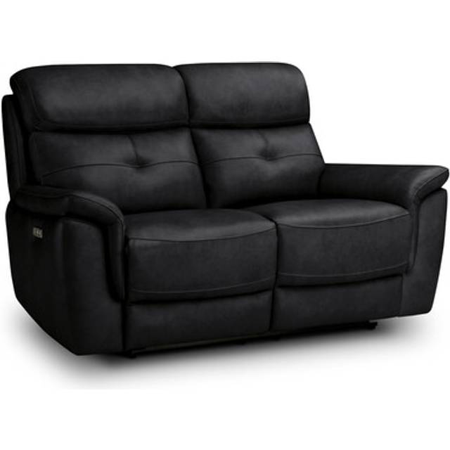 Odyssey Black Leather Sofas - 2 Seater Electric Recliner Sofa with Power Headrests - Iver Range - Oak Furnitureland