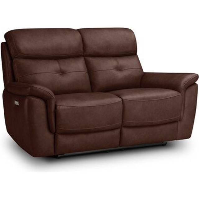 Odyssey Tan Leather Sofas - 2 Seater Electric Recliner Sofa with Power Headrests - Iver Range - Oak Furnitureland