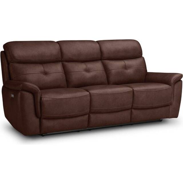 Odyssey Tan Leather Sofas - 3 Seater Electric Recliner Sofa - Iver Range - Oak Furnitureland