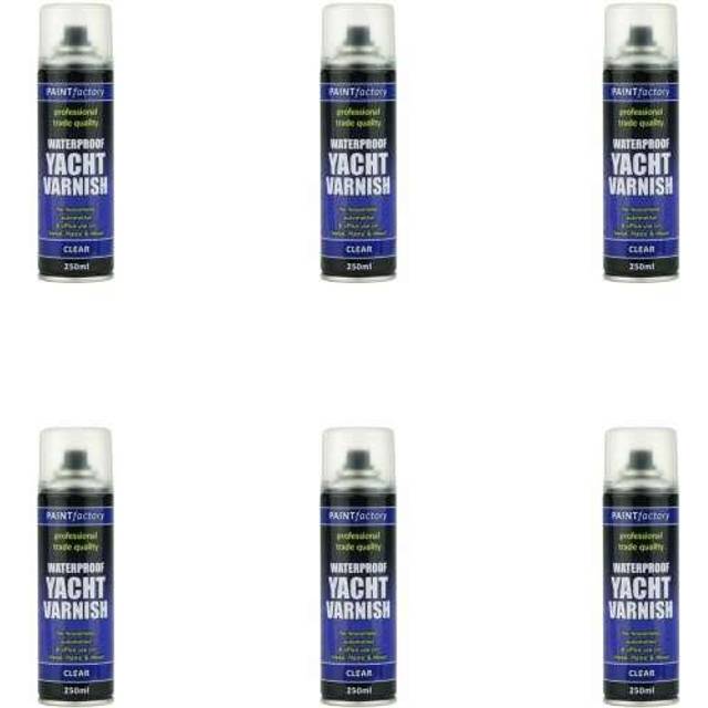 Paint Factory All Purpose Waterproof Clear Yacht Varnish Spray Can 250ml      7128 (Pack of 6)