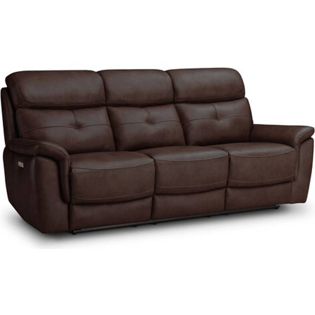 Odyssey Two Tone Brown Leather Sofas - 3 Seater Electric Recliner Sofa with Power Headrests - Iver Range - Oak Furnitureland