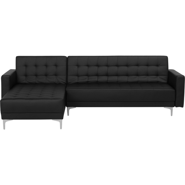 Right Hand Faux Leather Corner Sofa Black ABERDEEN