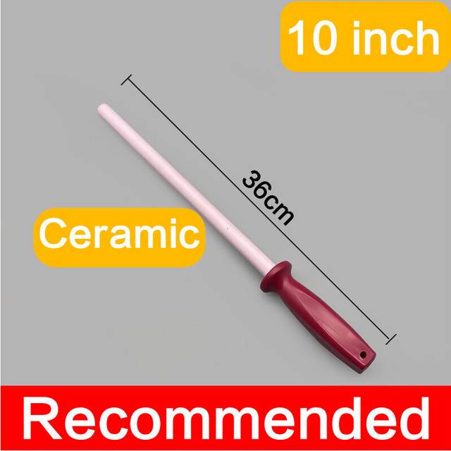 (a-Ceramic 10 Inch B) High Quality Ceramic Sharpening Rod Kitchen Chef Knife Sharpener Rod Musat Sharpener Bar Stone Kitchen Gadgets Grinding Tool