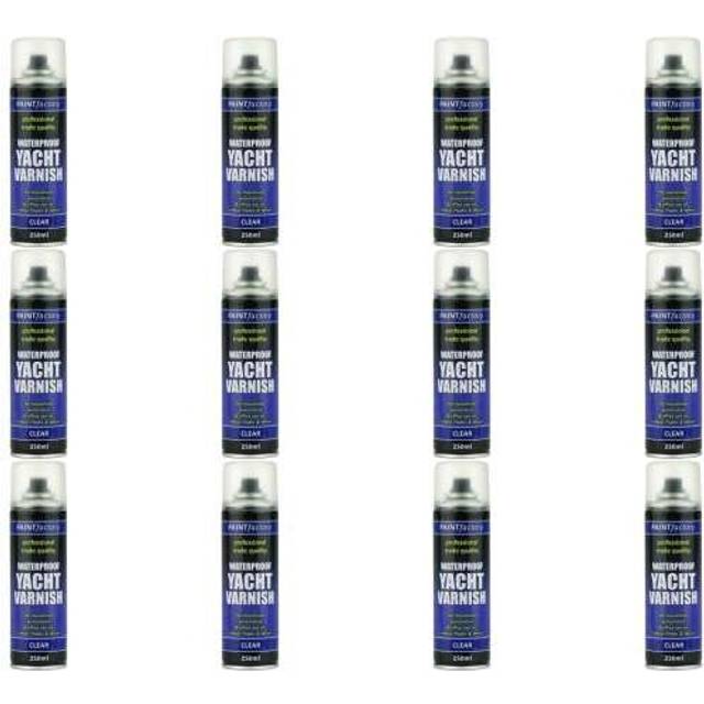 Paint Factory All Purpose Waterproof Clear Yacht Varnish Spray Can 250ml      7128 (Pack of 12)