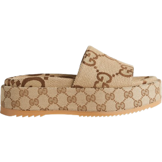 Gucci GG Maxi canvas platform slides - beige (UK 9)