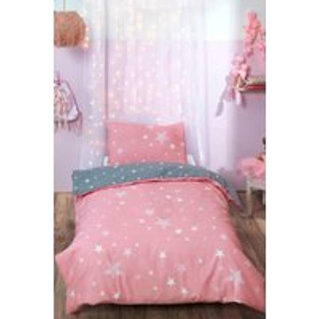 Dreamscene galaxy stars duvet cover with pillowcase kids bedding set blush grey