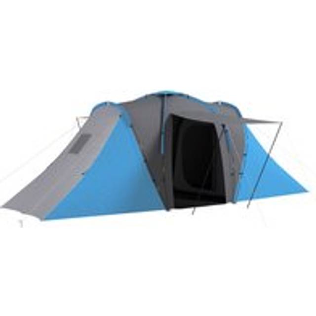 Outsunny 4-6 Man Camping Tent with 2 Bedroom and Living Area - Grey and Orange - Grey and Blue | TJ Hughes