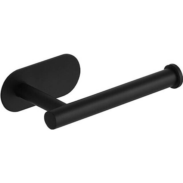 (a-Plate type Black) 304 Stainless Steel Toilet Roll Holder Self Adhesive in Bathroom Tissue Paper Holder Black Finish,Easy Installation no Screw