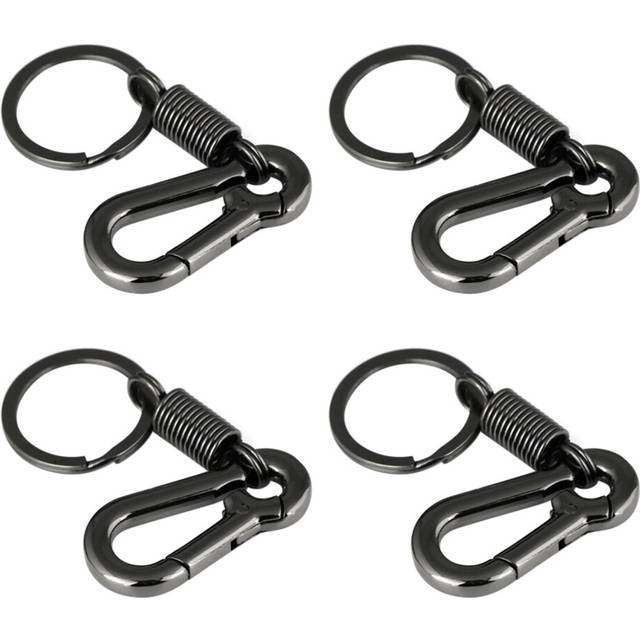 4X Sturdy Carabiner Key Chain Key Ring Polished Key Chain Spring Key Chain Business Waist Key Chain, Black