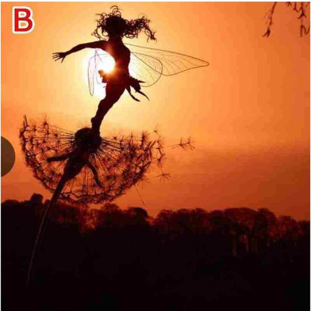 (Dandelion B) Dancing Fairy Dandelion Statue Ornament Stakes