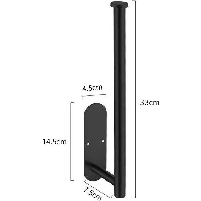 (a-Plate Long Black) 304 Stainless Steel Toilet Roll Holder Self Adhesive in Bathroom Tissue Paper Holder Black Finish,Easy Installation no Screw