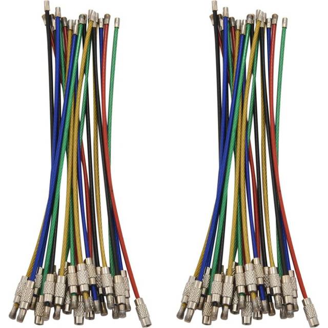 40Pack Colored Nylon Coated Stainless Steel Wire Keychains 2mm 6.3 Inches Aircraft Cable Key Ring