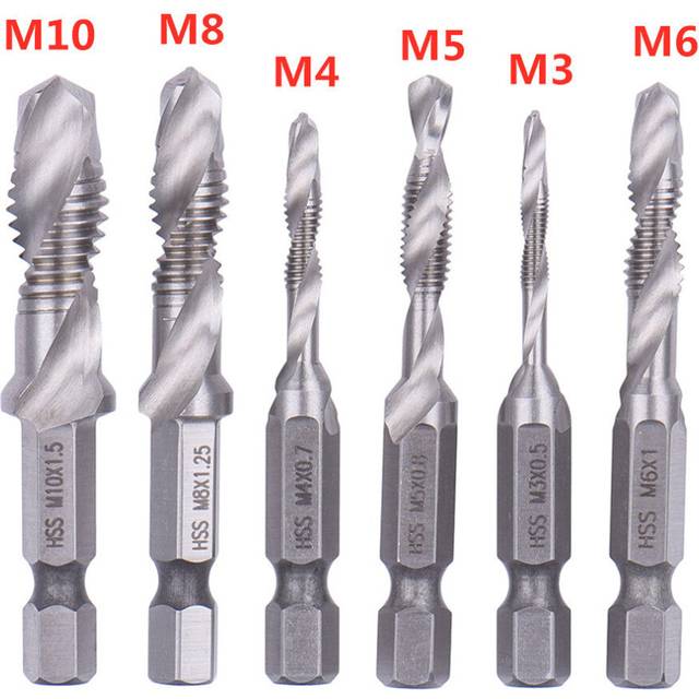 Hex shank composite wire tapping drill bit  High Speed Steel Titanium Coated Drill Bit Set M3 M4 M5 M6 M8 M10