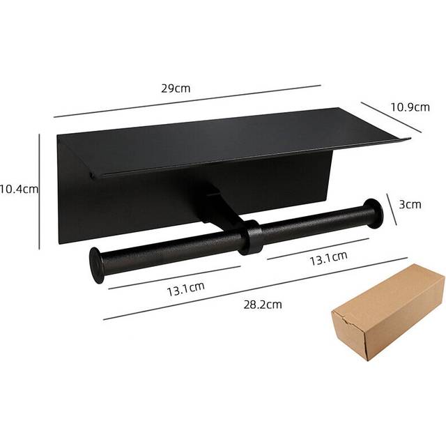 (a-plum) Avapax Matte Black Double Toilet Paper Roll Holder Toilet Paper Holder Bathroom Shelf Toilet Paper Dispenser Tissue Holder