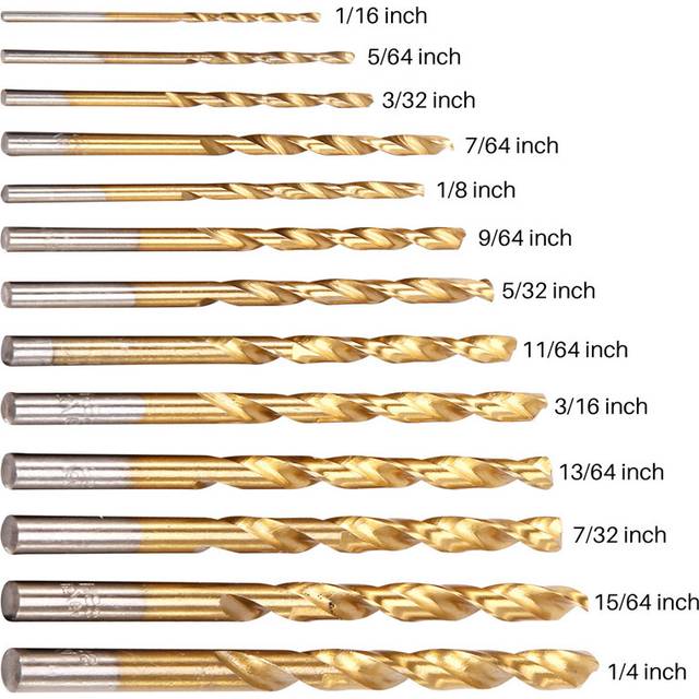13Pcs Left Handed Drill Bit Set Extractor Drill Bits for Tools Accessories with Titanium Nitride Coating