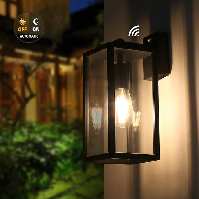 Outdoor Dusk to Dawn Wall Light Porch Light, Outdoor Wall Lantern with Ambient Light Sensor