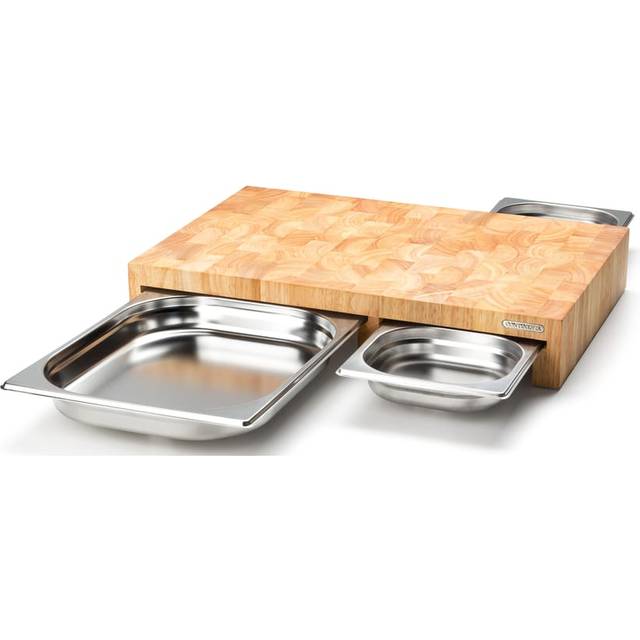 Continenta Skärbräda gummiträ med 3 bleck 32x48 cm - Beige