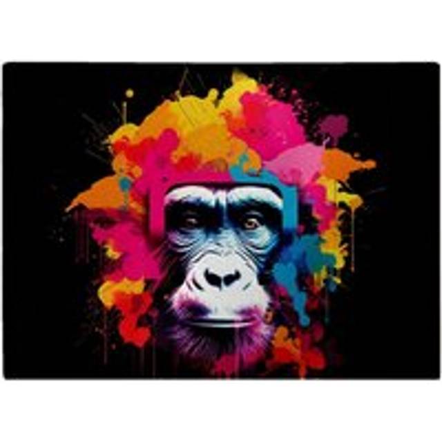 Multi Coloured Monkey Face Glass Chopping Board - Pink - One Size