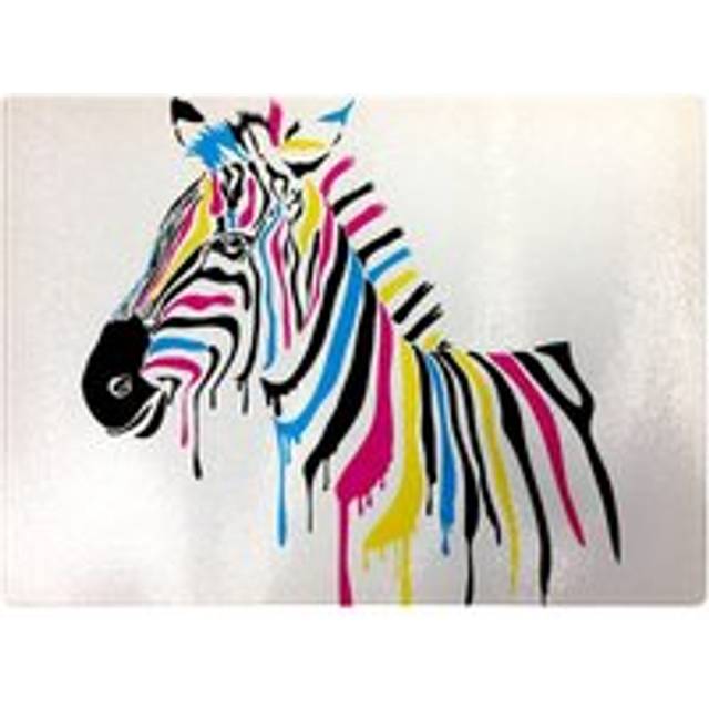 Multi Coloured Zebra Chopping Board - Pink - One Size