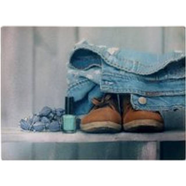 Shoes On The Bench Glass Chopping Board - Blue - One Size