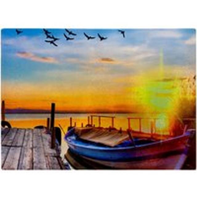 Sunset Of Colours At The Lake Chopping Board - Neutral - Yellow